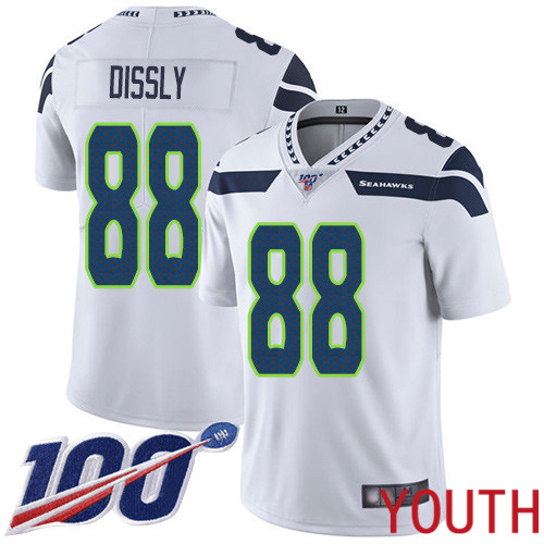 Seattle Seahawks Limited White Youth Will Dissly Road Jersey NFL Football #88 100th Season Vapor Untouchable